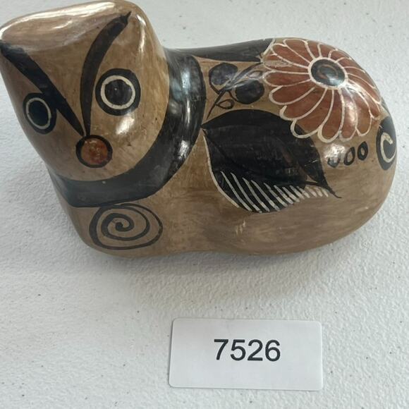 Cat Mexican Tonala Pottery Hand Painted 4" Tall Brown - Picture 2 of 14